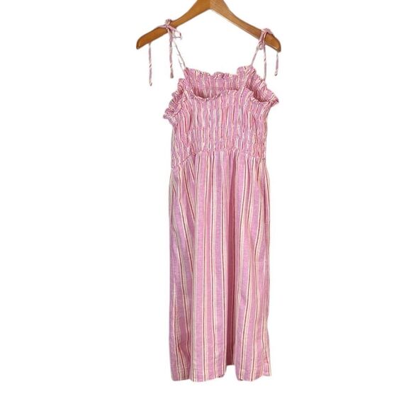 Universal Thread Pink and Red Striped Linen Blend Midi Dress, Size L, NWT - Picture 3 of 8